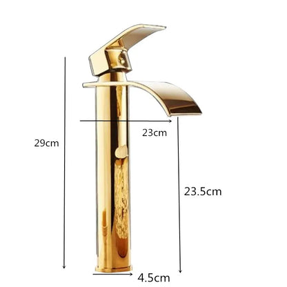 Gold and White Waterfall Brass Bathroom Faucet