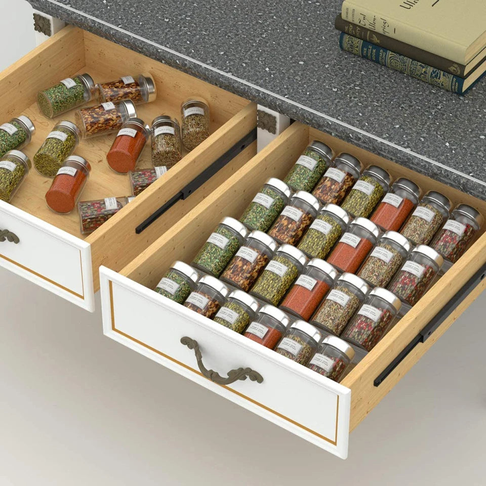 Seasoning Bottle Storage 4 Tier Spice Drawer Organizer Rack