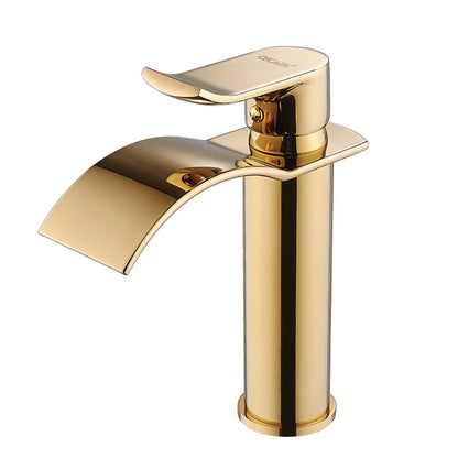 Gold and White Waterfall Brass Bathroom Faucet