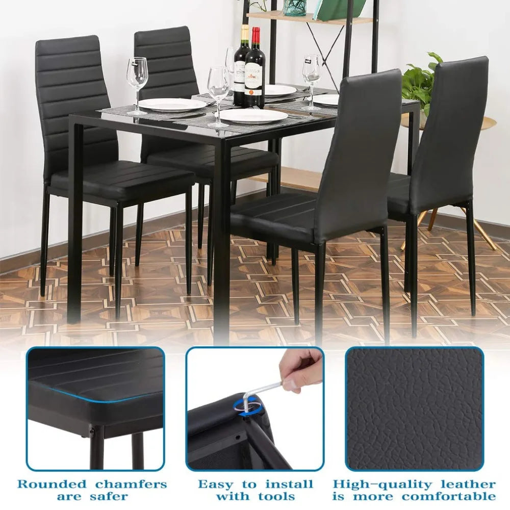 Dining Table Set Glass for Small Spaces Kitchen Table and Chairs