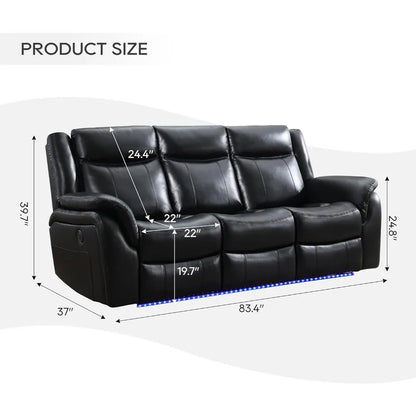 Power Reclining Sofa Couch with Wireless Charger