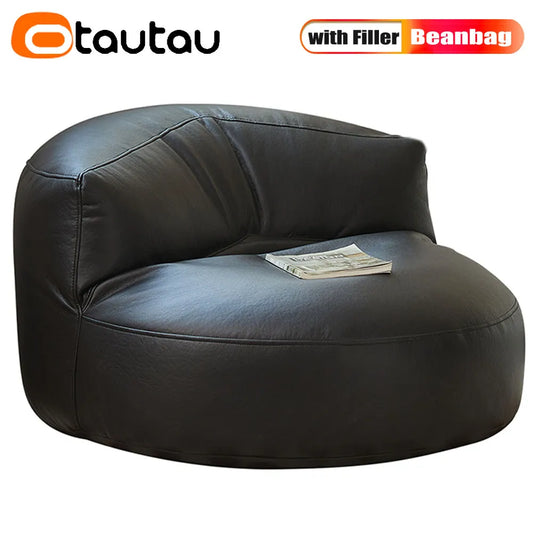 Faux Leather Bean Bag Sofa with Filler Corner