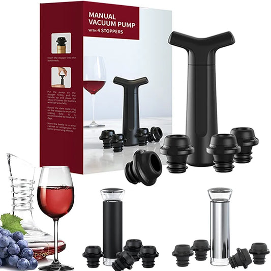 Vacuum Wine Stoppers Set - Keep Wine Fresh for 7 Days