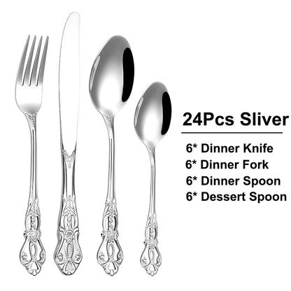 Silver Luxury Tableware Set - Knife, Fork & Spoon