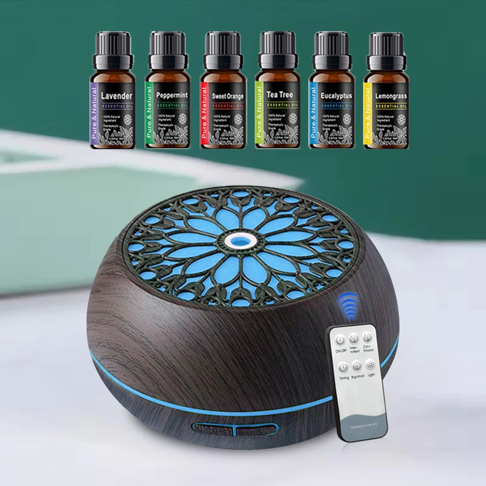 500ml Ultrasonic Oil Diffuser – LED Lights & Remote Control
