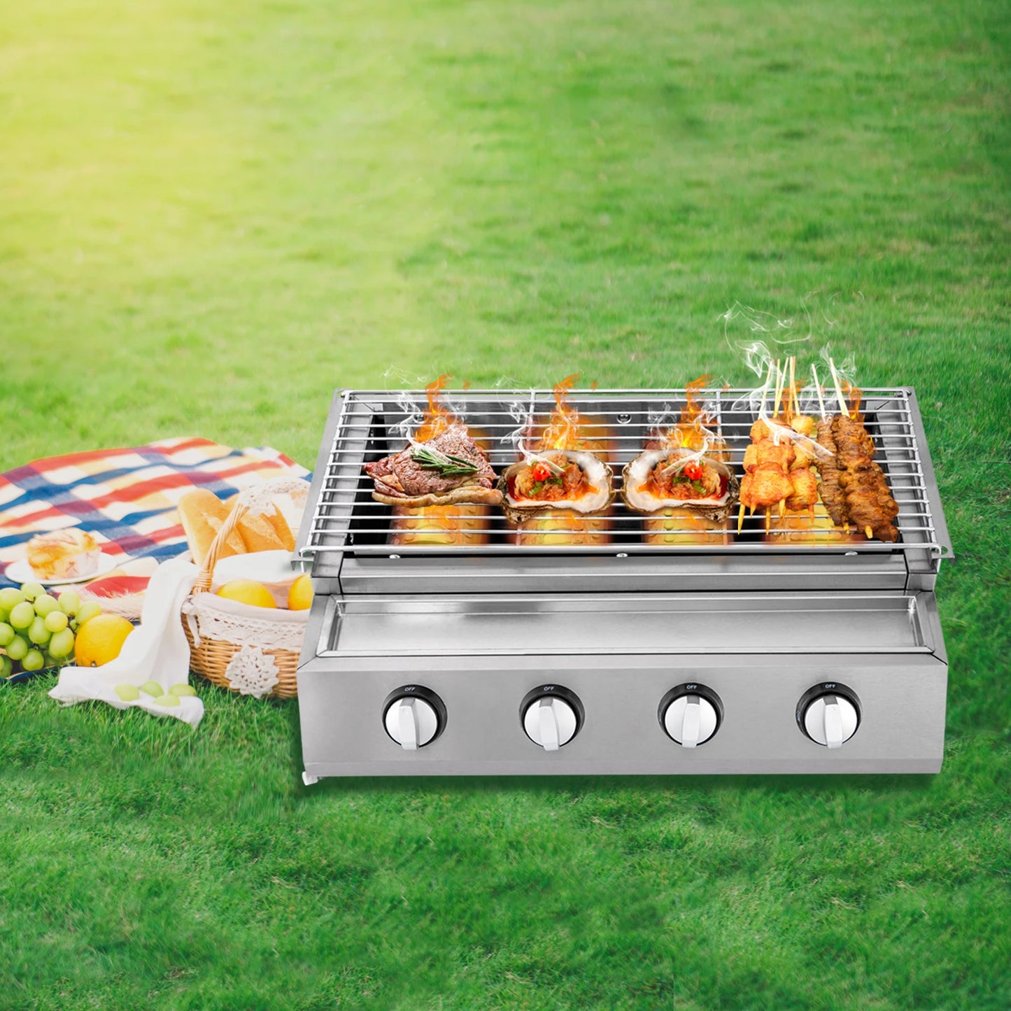 BBQ Propane Gas Stove Grill Stainless Steel Patio Garden Barbecue Grill