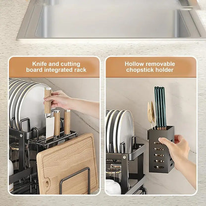 Stainless Steel Dish Drying Rack Kitchen Plates Bowl Organizer