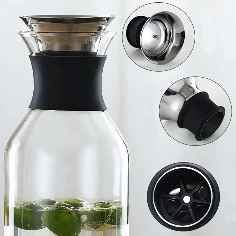 1/1.5L High Borosilicate Glass Cold Hot Kettle Water Bottle Glass
