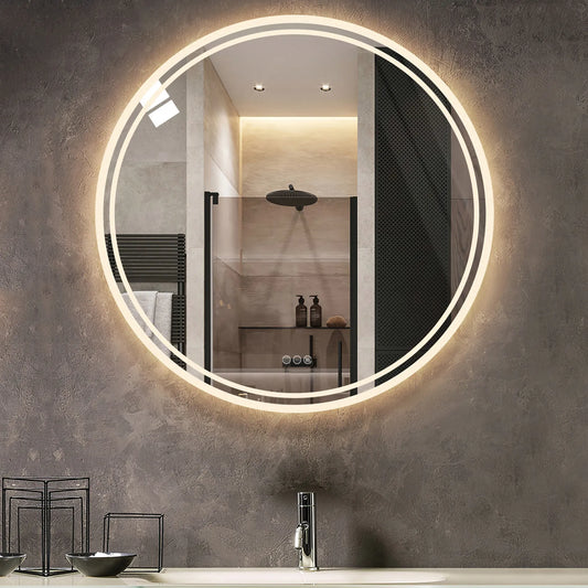 Bathroom Illuminated Wall Mounted Lighted Anti-Fog 3 Colors Mirror - DJW Trend Furniture-Home Goods