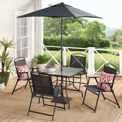 6 Piece Outdoor Patio Dining Set Patio Chair Table Umbrella