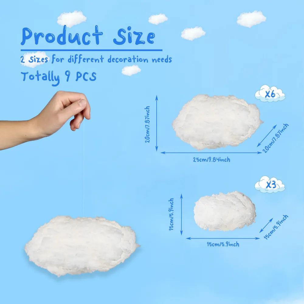 9pcs Clouds Decorations for Ceiling 3D Artificial Fake Clouds 