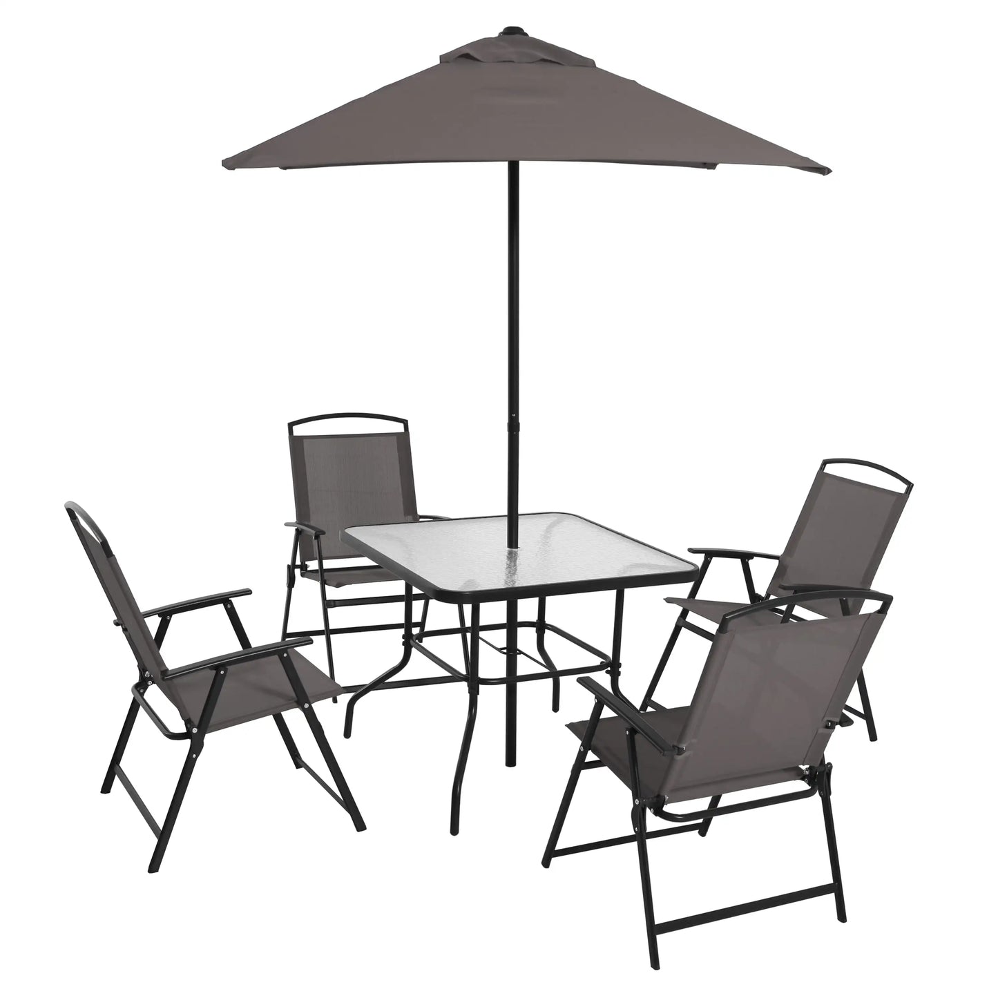 6 Piece Outdoor Patio Dining Set Patio Chair Table Umbrella