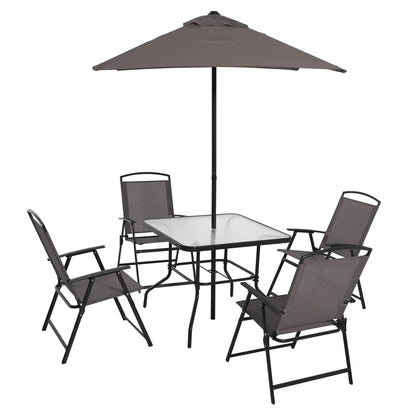 6 Piece Outdoor Patio Dining Set Patio Chair Table Umbrella