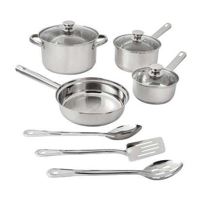 10-Piece Nonstick Stainless Steel Cookware Set for Durability