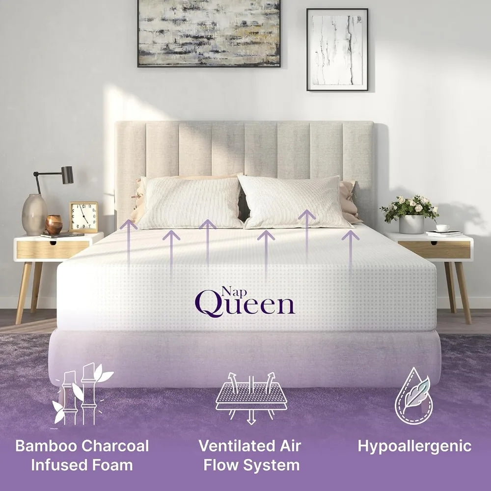 NapQueen 8 Inch Twin Size Cooling Gel Memory Bedroom Mattress Bed in A Box