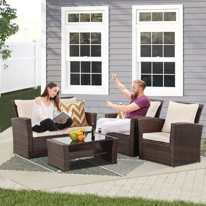 Patio Furniture Set All-Weather Conversation Set Sectional Sofa Chair