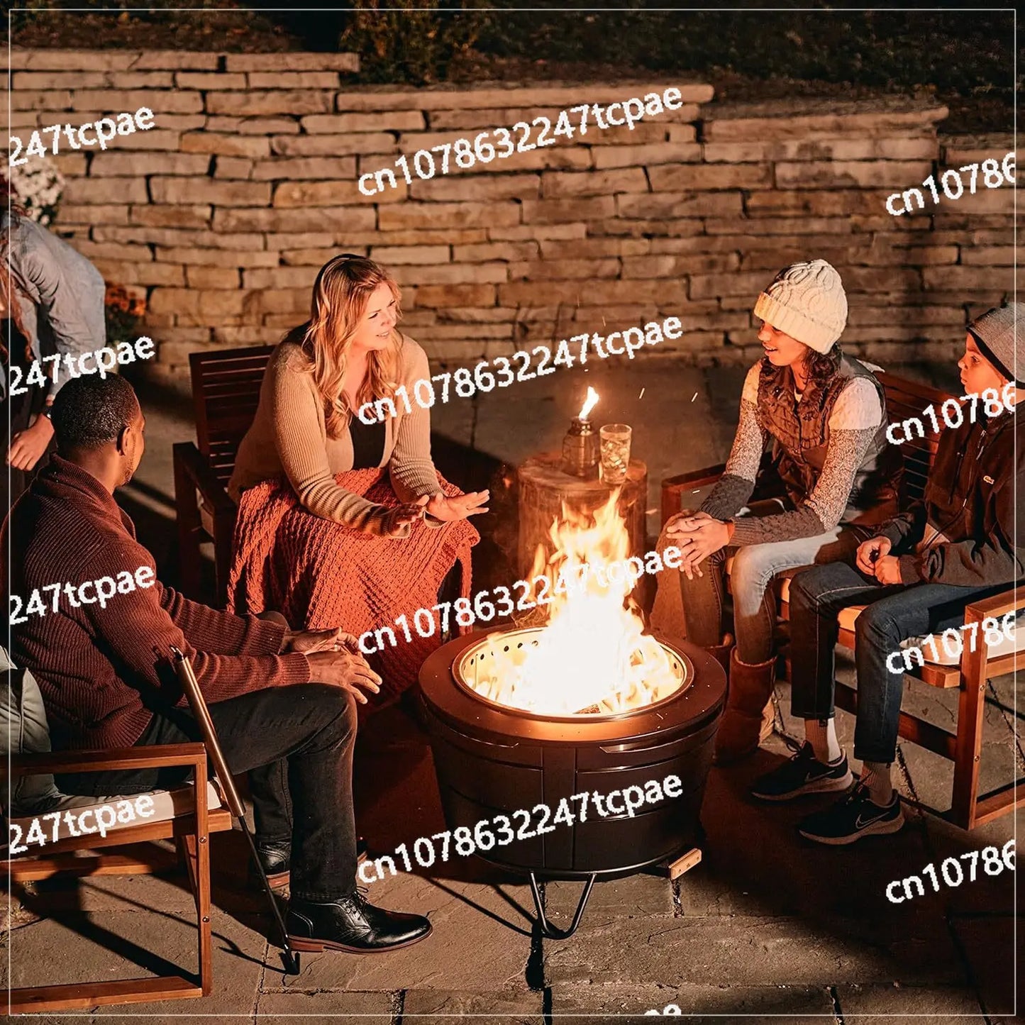 TIKI Brand Reunion Smokeless Fire Pit | Large Wood Burning Outdoor Fire Pit