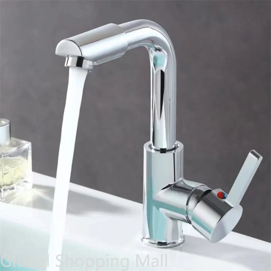 360° Rotate Bathroom Faucet Single Handle Sink Water Mixer