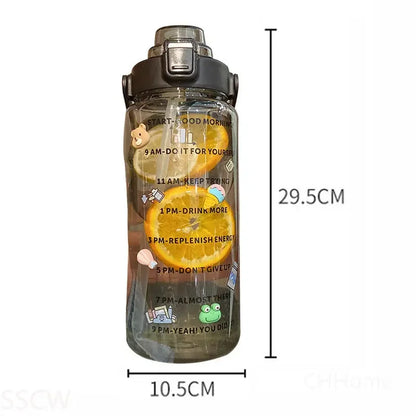 Kawaii Water Bottle 2 Liters Sport Motivational Water Bottle