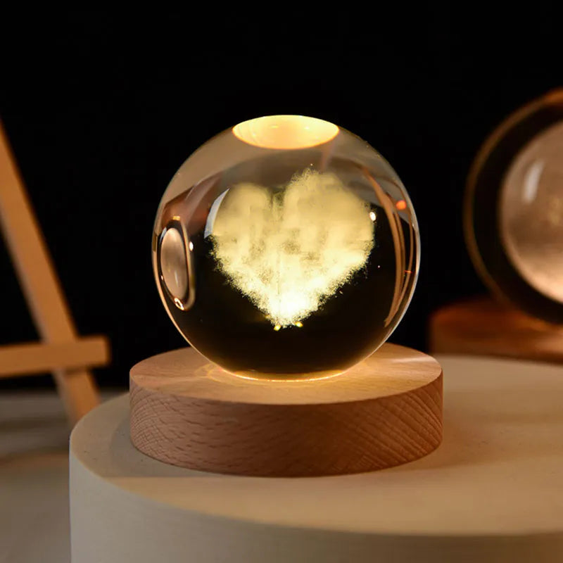 6cm 3D Crystal ball Crystal Planet Night Light Laser