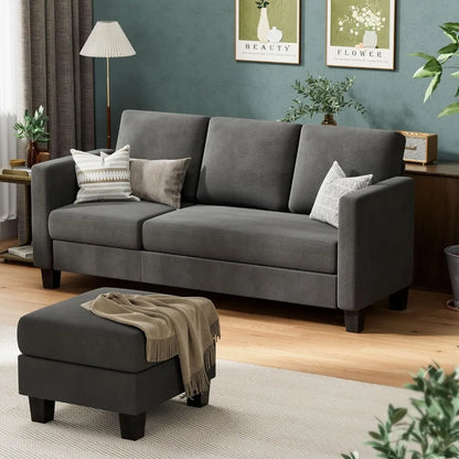 3 Seat L-Shaped Convertible Sectional Sofa, with Linen Fabric