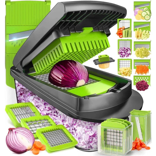 Multifunctional 14/16 in 1 Vegetable Onion Chopper Food Handle