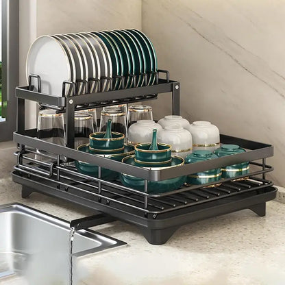 Stainless Steel Dish Drying Rack Kitchen Plates Bowl Organizer