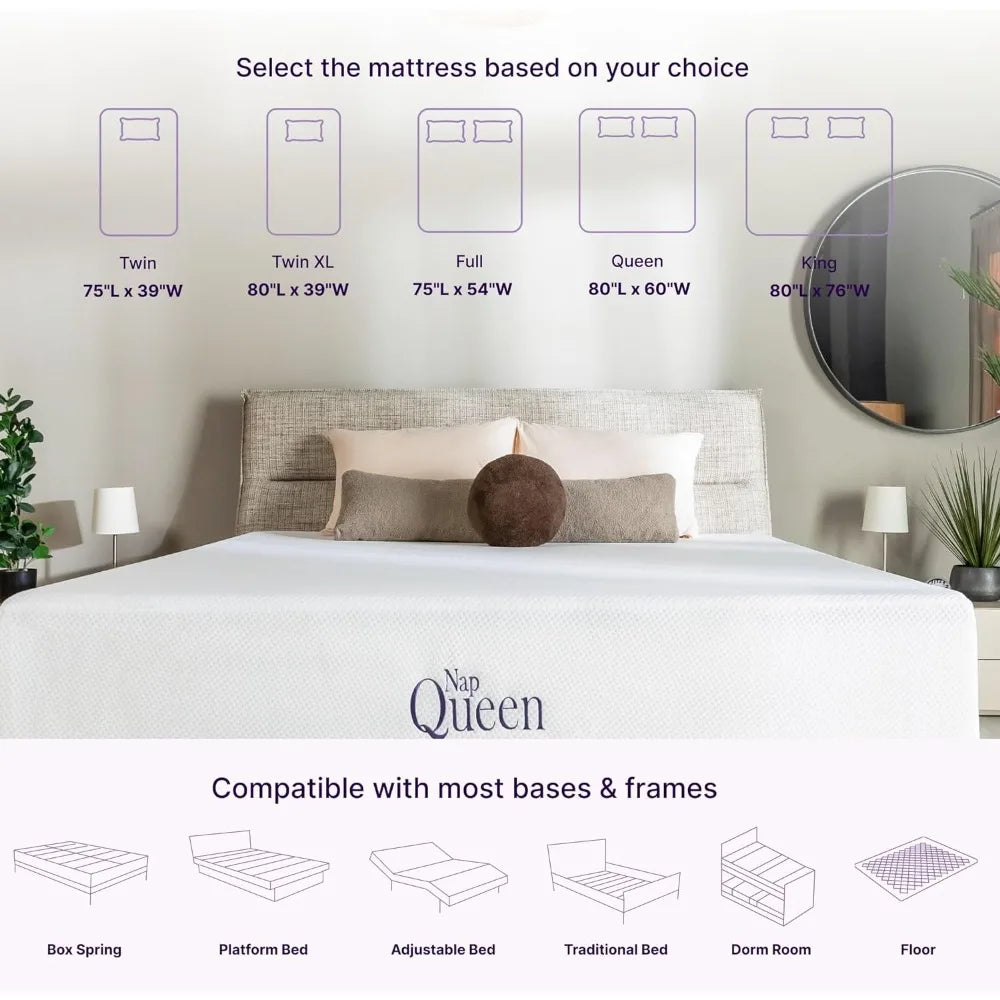 NapQueen 8 Inch Full Size Bedroom Foam Mattress Bed in a Box