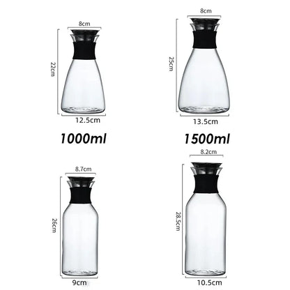 1/1.5L High Borosilicate Glass Cold Hot Kettle Water Bottle Glass