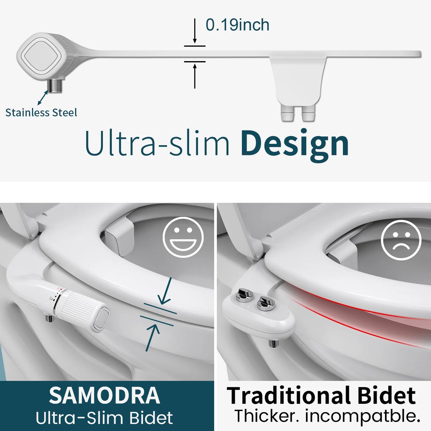 SAMODRA Bidet Non-Electric Toilet Attachment Dual Nozzle Bidet - DJW Trend Furniture-Home Goods