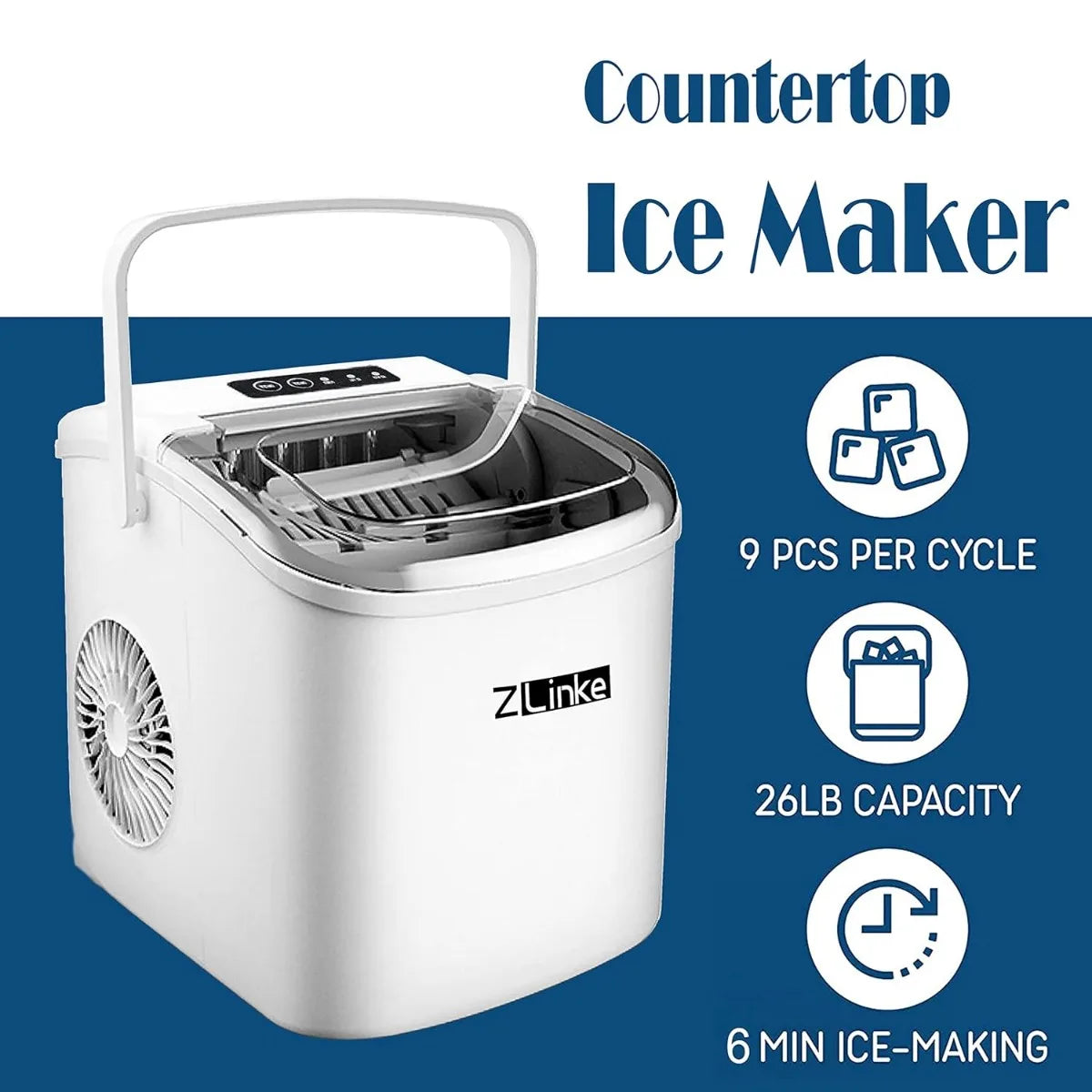 Portable Ice Maker Machine with Self-Cleaning