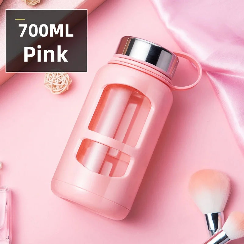 700/1000ml Large Capacity Portable Glass Water Bottle