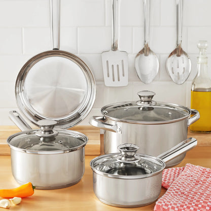 10-Piece Nonstick Stainless Steel Cookware Set for Durability