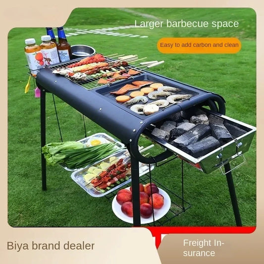 Home Camping Portable Folding Stainless Steel Barbecue Grill