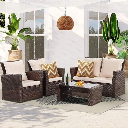 Patio Furniture Set All-Weather Conversation Set Sectional Sofa Chair