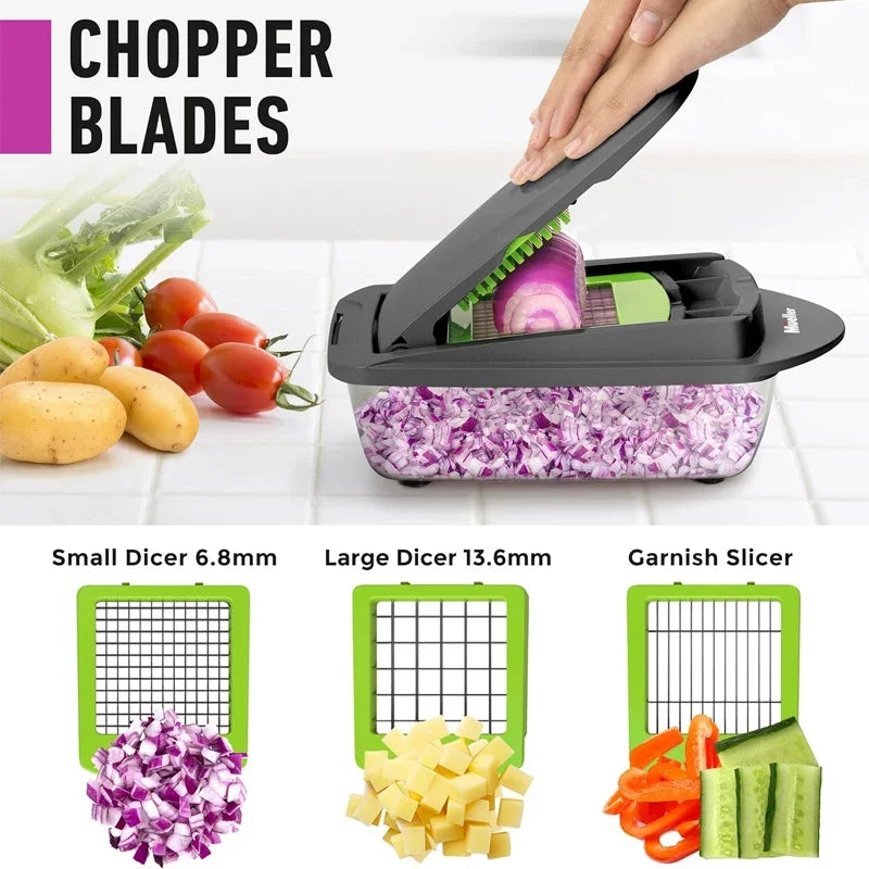 Multifunctional 14/16 in 1 Vegetable Onion Chopper Food Handle