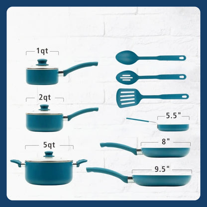 12-Piece Ceramic Aluminum Non-Stick Cookware Set – Perfect Kitchen Gift!