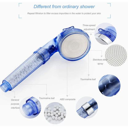 3 Modes SPA Rainfall Shower Head Filter Massage Adjustable Nozzle