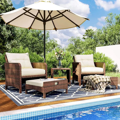 Outdoor 5 Pieces Wicker Patio Furniture Set  Patio Chairs