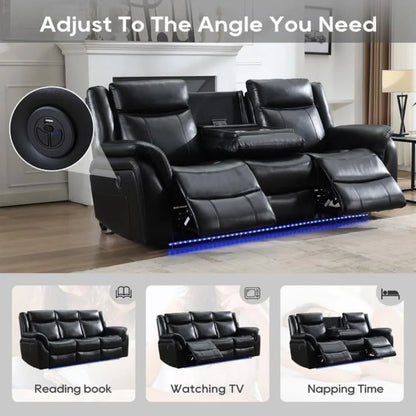 Power Reclining Sofa Couch with Wireless Charger