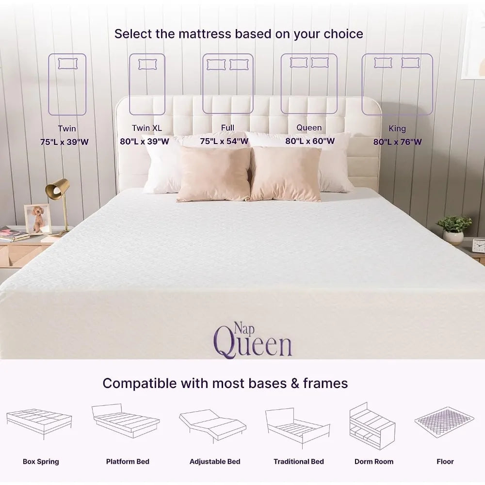 NapQueen 8 Inch Twin Size Cooling Gel Memory Bedroom Mattress Bed in A Box