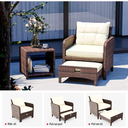 Outdoor 5 Pieces Wicker Patio Furniture Set  Patio Chairs