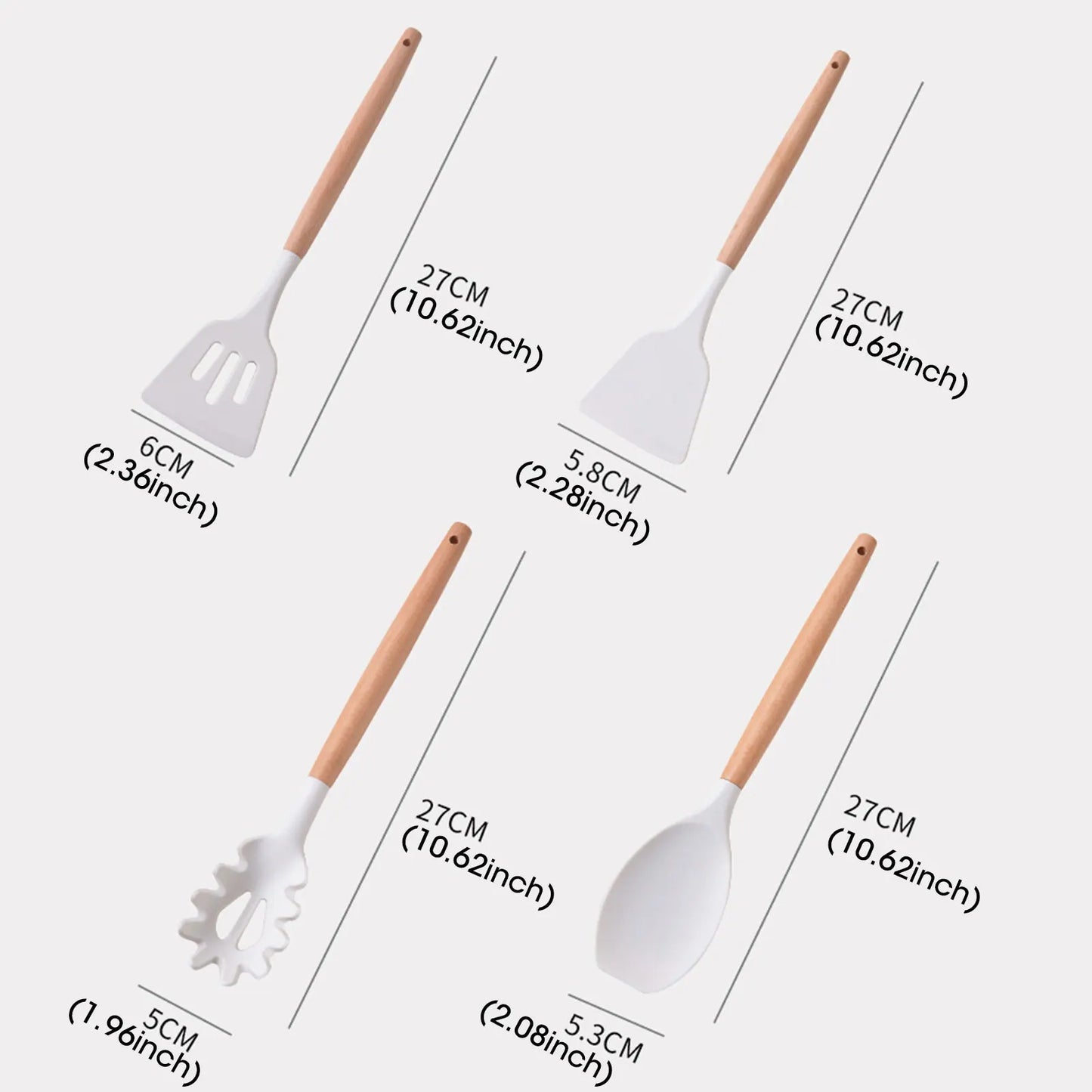 19-Piece Silicone Kitchenware Set with Wooden Handles