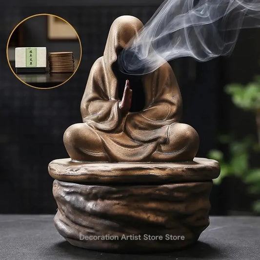 Ceramic Formless Buddha Meditation Incense Burner Backflow