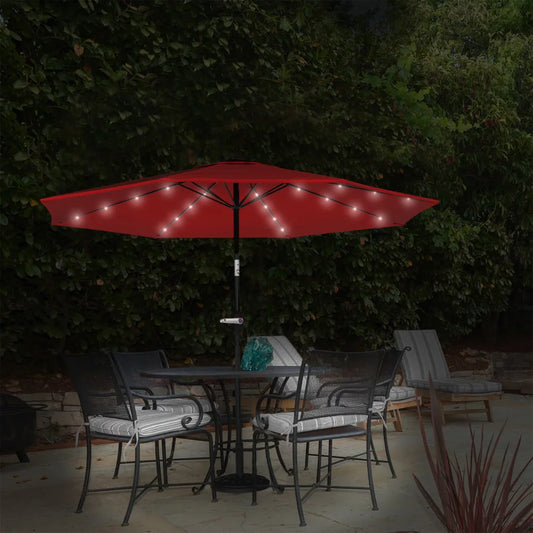 75% Polyester, 10 Foot Patio Umbrella with Solar LED Light