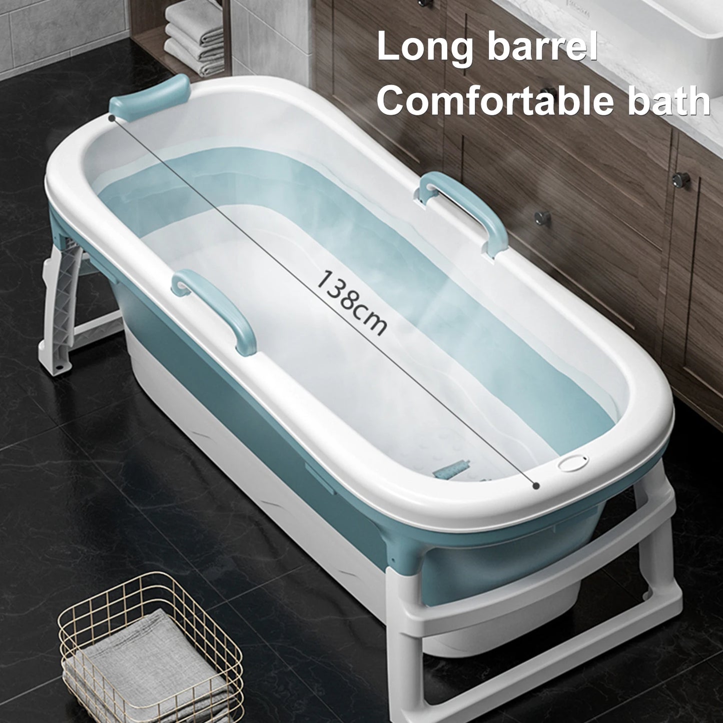 Collapsible Portable Blue Bath Foldable Iaptable Bathtub