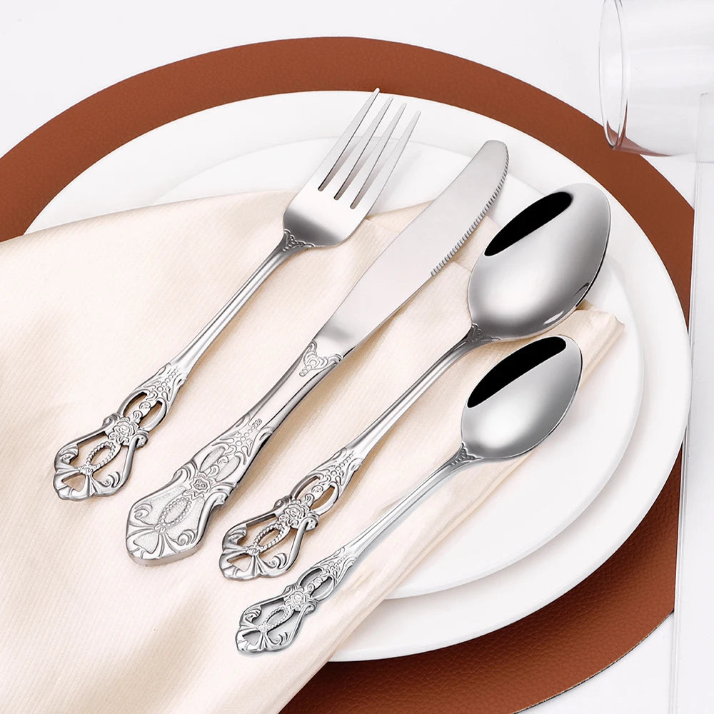 Silver Luxury Tableware Set - Knife, Fork & Spoon