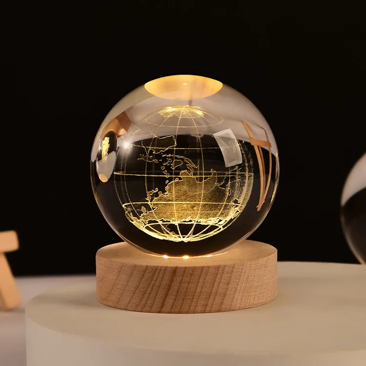 6cm 3D Crystal ball Crystal Planet Night Light Laser