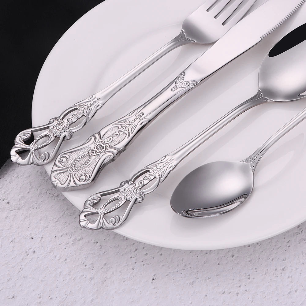 Silver Luxury Tableware Set - Knife, Fork & Spoon