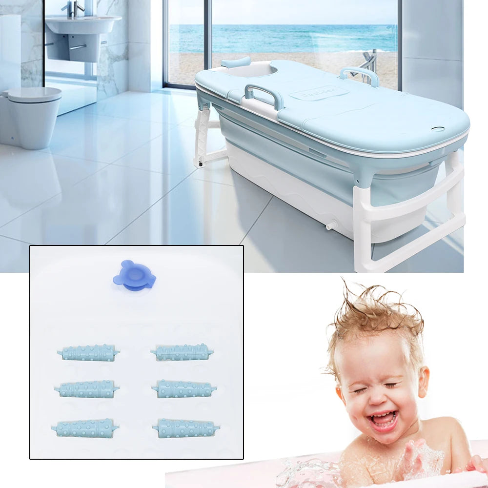 Collapsible Portable Blue Bath Foldable Iaptable Bathtub